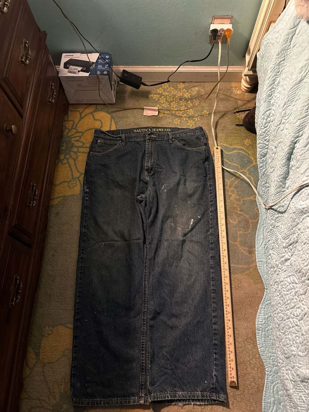 Vintage Nautica Jeans Co. Loose Fit Wide Leg Denim Jeans 38x30 Distressed